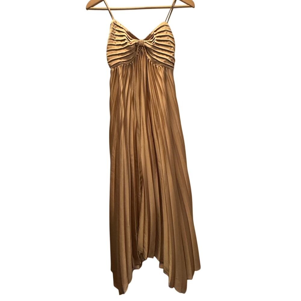 Petal & Pup Gold Pleated Maxi Dress